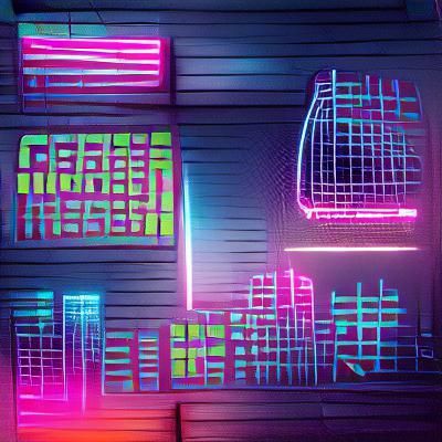 Vibrant Neon Grid Horizon: Minimalist Future