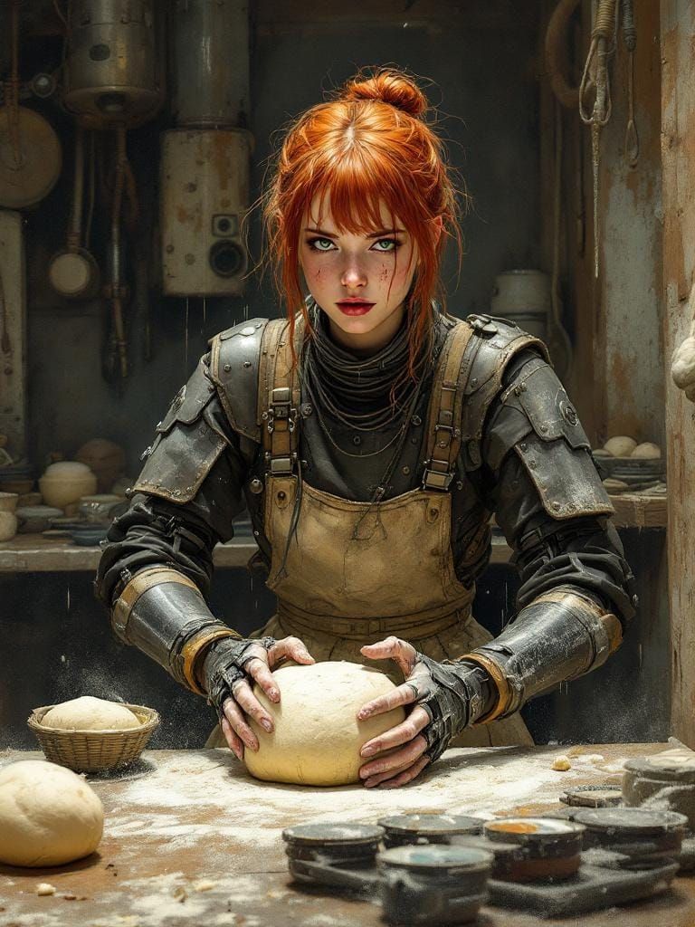 Redhead Baker in Dieselpunk Kitchen