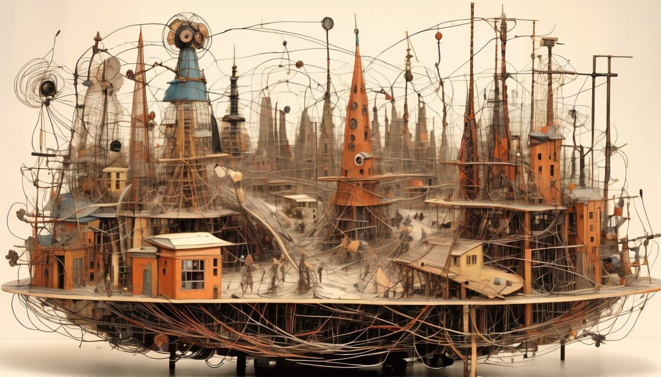 Fantastic Wire City in Constructivist Style