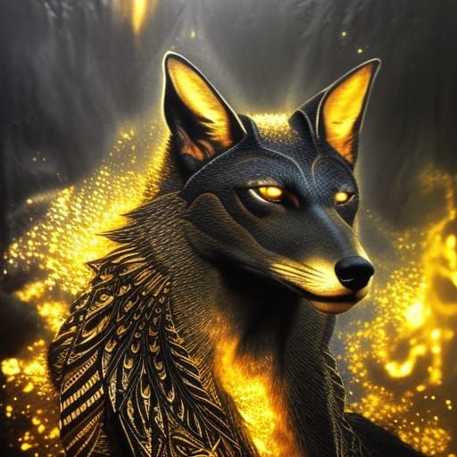 Anubis: Jackal-Headed Egyptian God in Liquid Watercolor