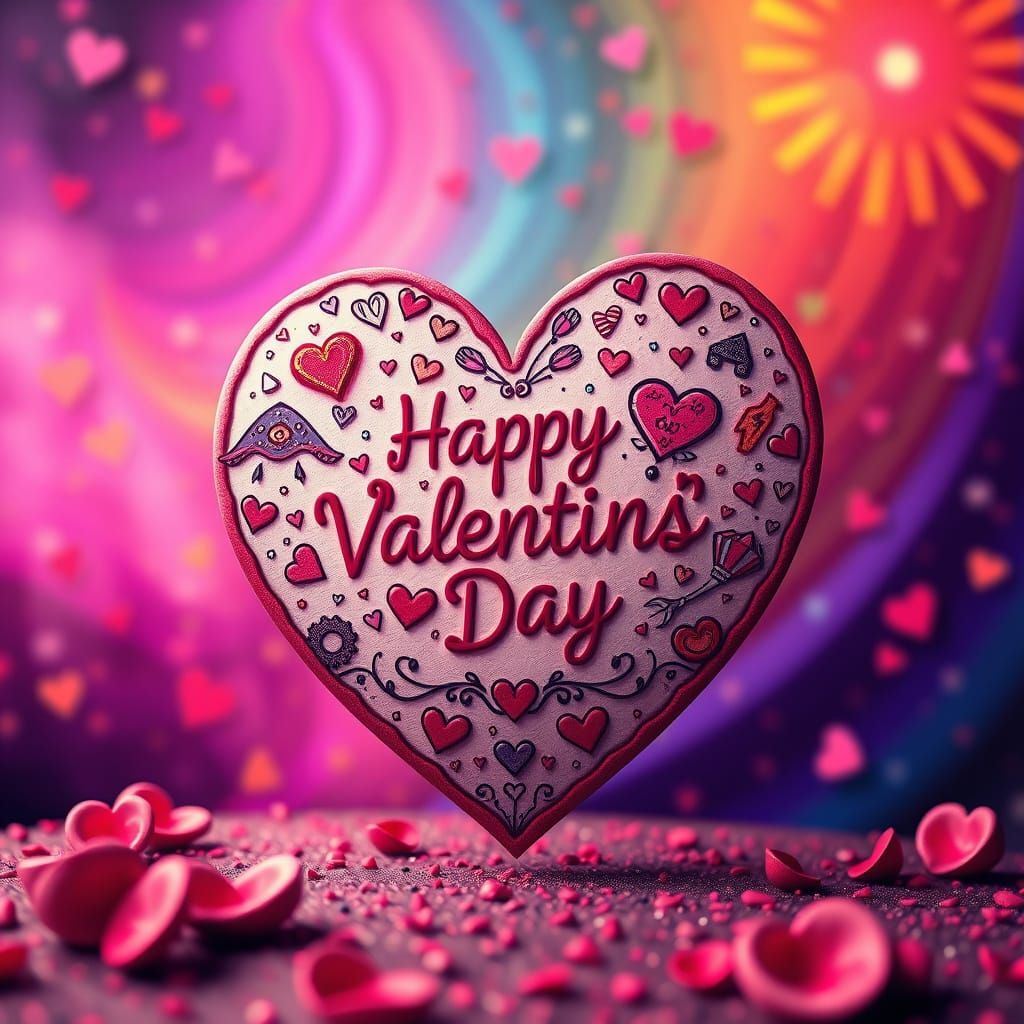 Dreamy Valentine's Day Card in Psychedelic 8K