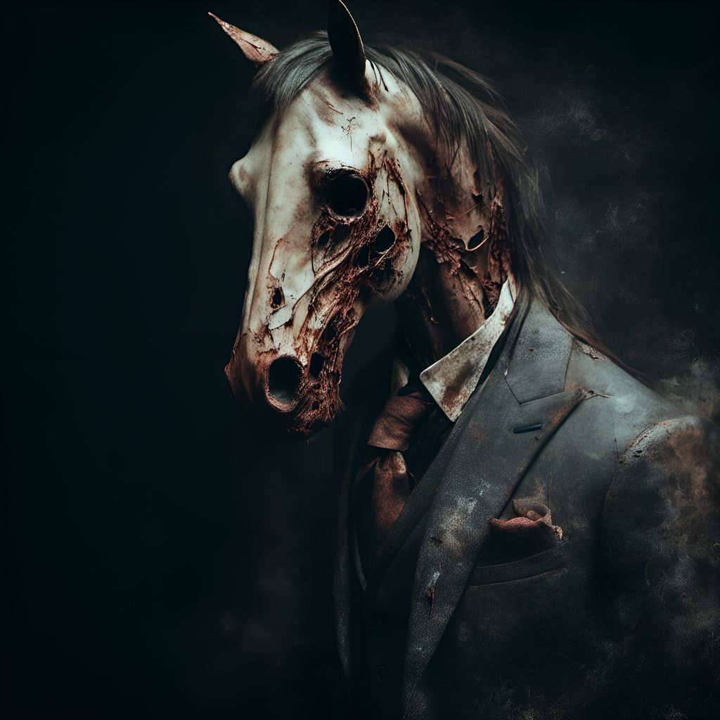 Creepy Eyeless Horseman in Macabre Dark Art Style