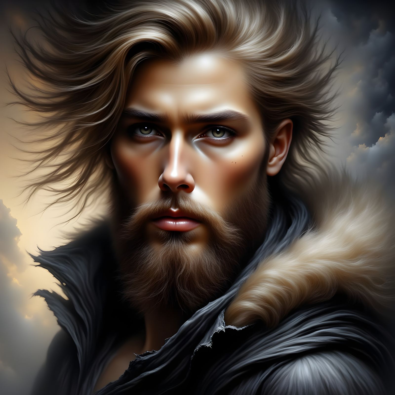 His eyes are as wild as his hair.