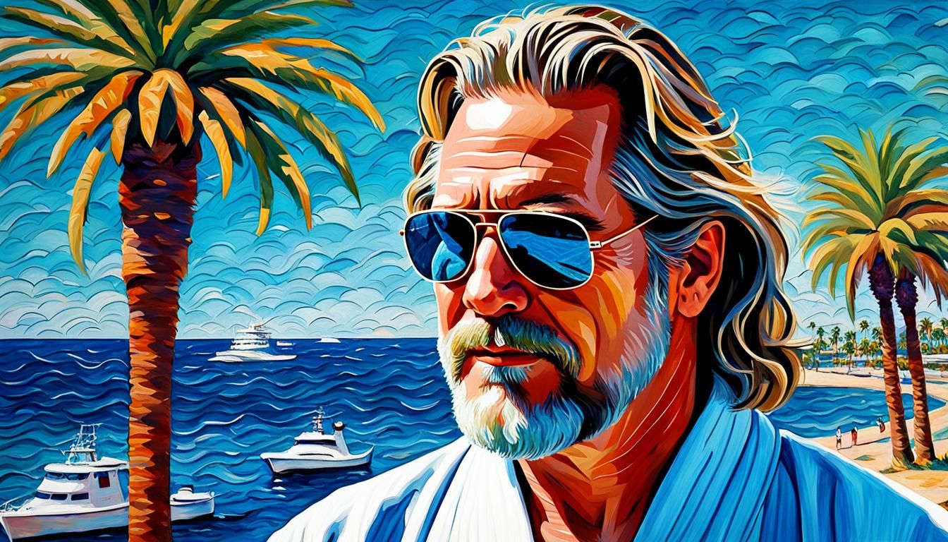 Jeff Bridges as The Dude: Watercolor Pop Art Portrait