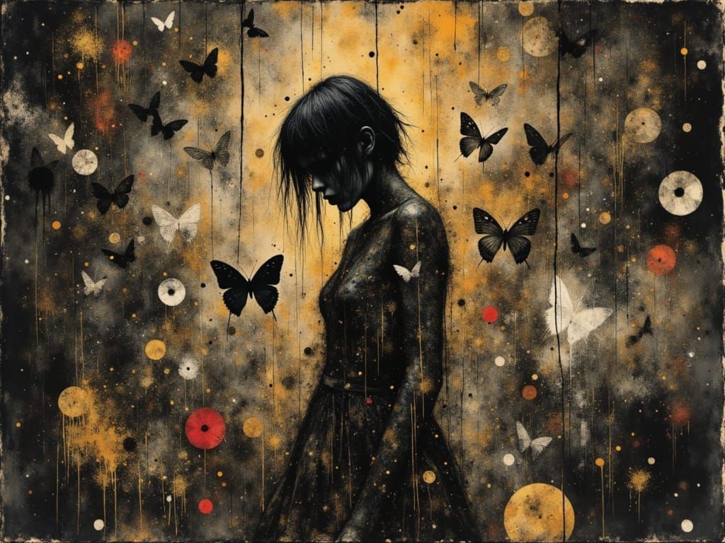 Surreal Female Figure Embodies Chaos in Psychedelic Watercol...