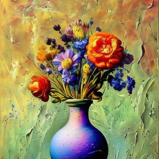 Surreal Melting Flower Vase Still Life