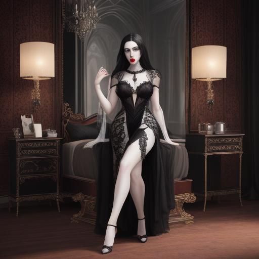 Gothic Vampire Seductively Staring with Perfect Symmetry