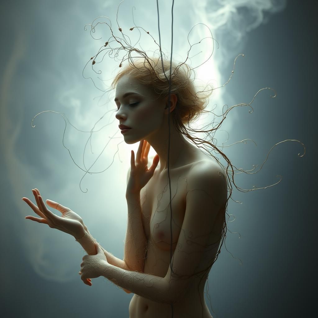 Ethereal Figure in Dreamlike Void, Surreal Art