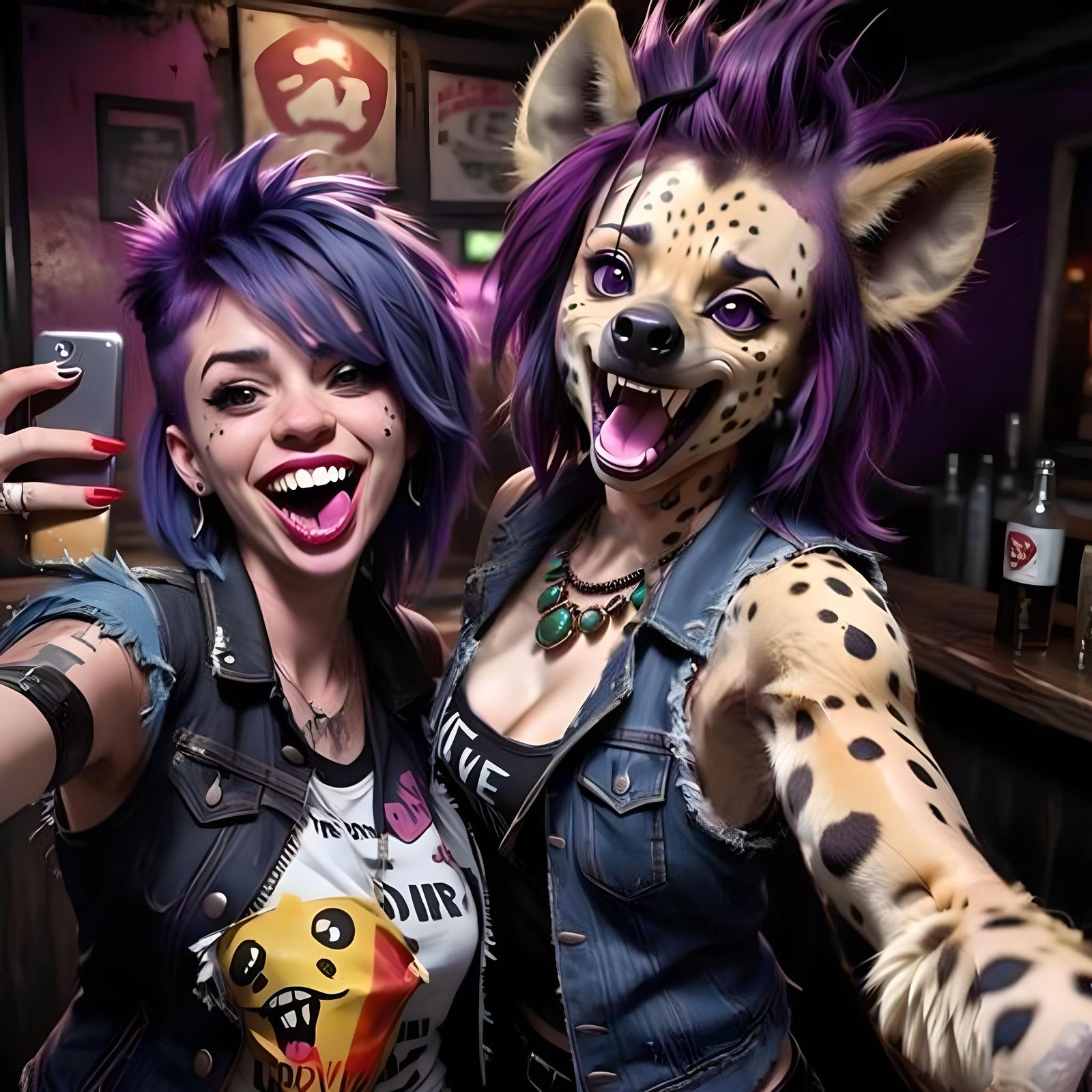 Cute Anthropomorphic Hyena with Ultra-Fine Details