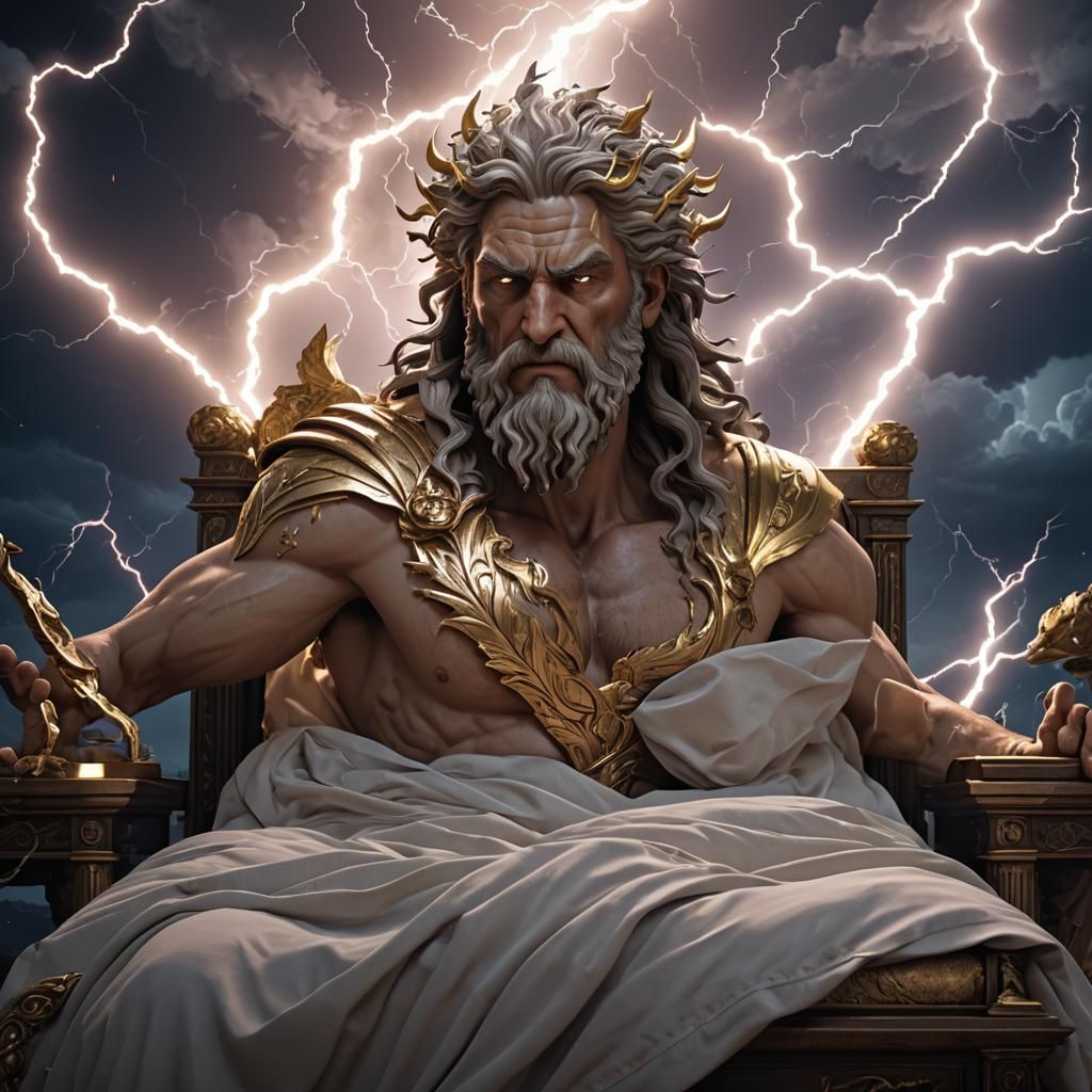 Zeus the God of sleep and sleeping, Zeus sleeping in a bed w...