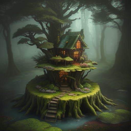 Enchanted Forest Tea Ceremony in Whimsical Fantasy Style