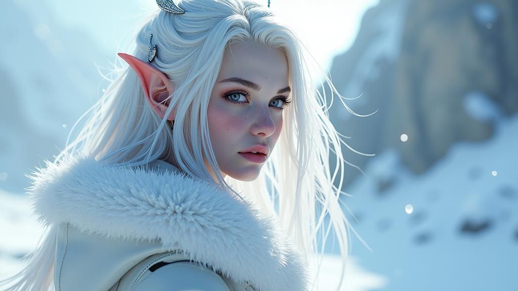 Icy Devil Woman in Anime Style 3D Art