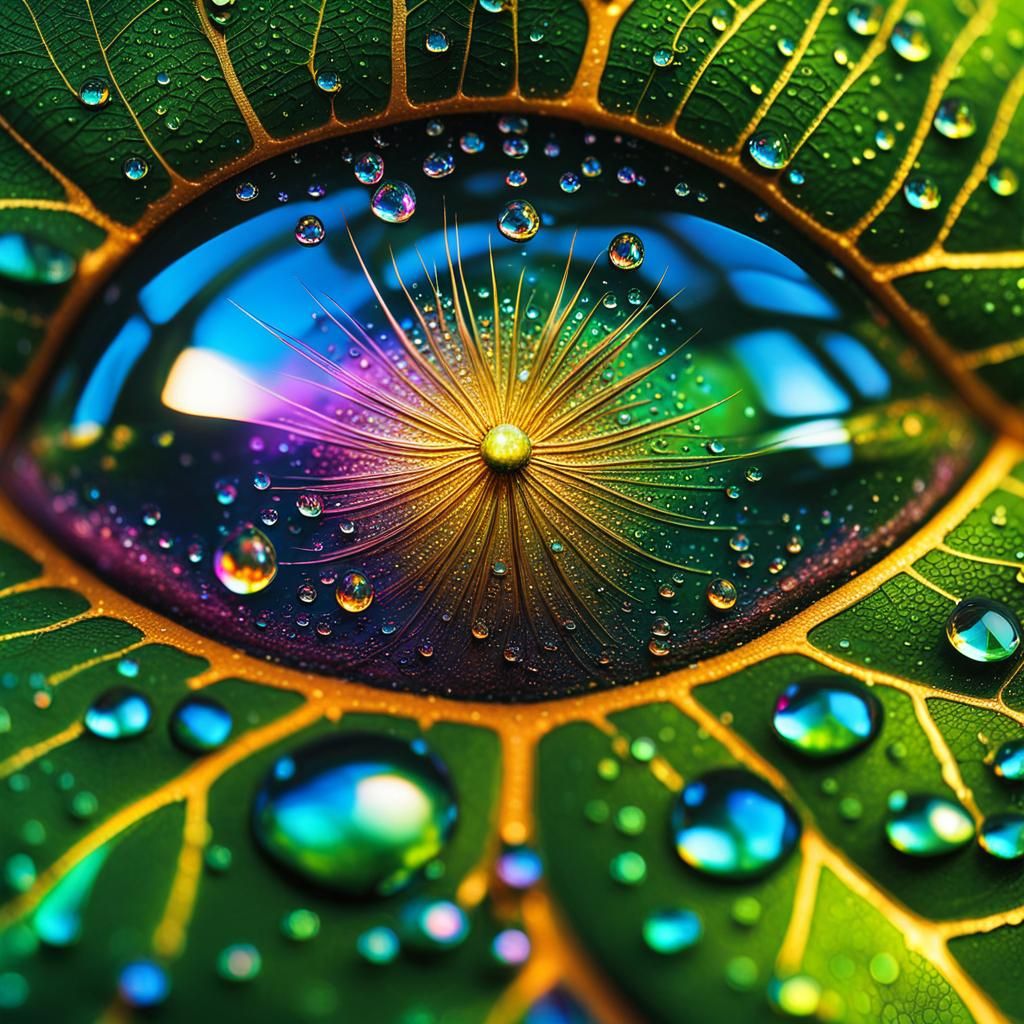 Fantasy Galaxy Reflected in Glass Tree Dewdrop