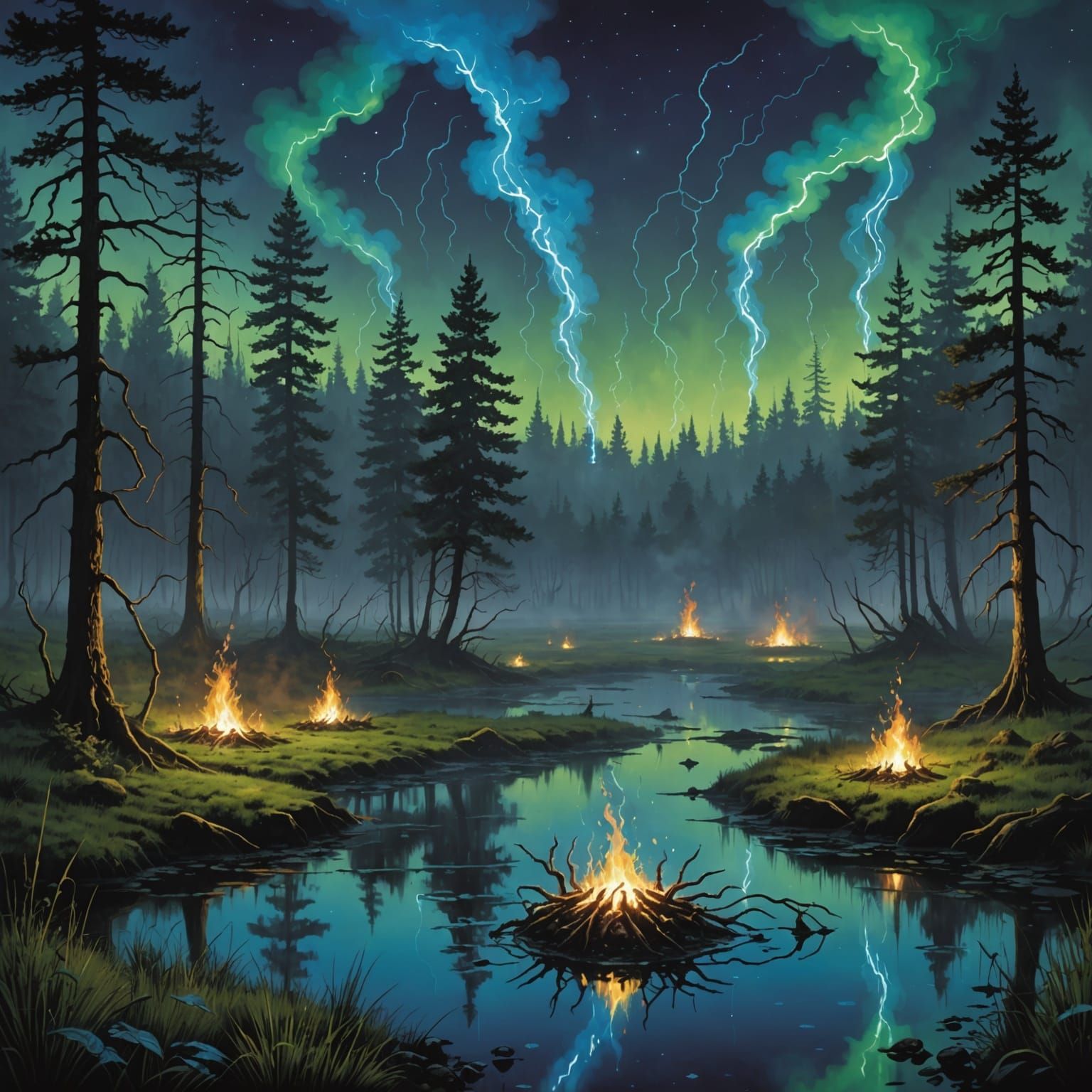 Scientific Will-o'-the-Wisp Chemical Illustration