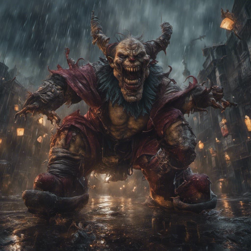 Fantastical Clowns in a September Rainstorm