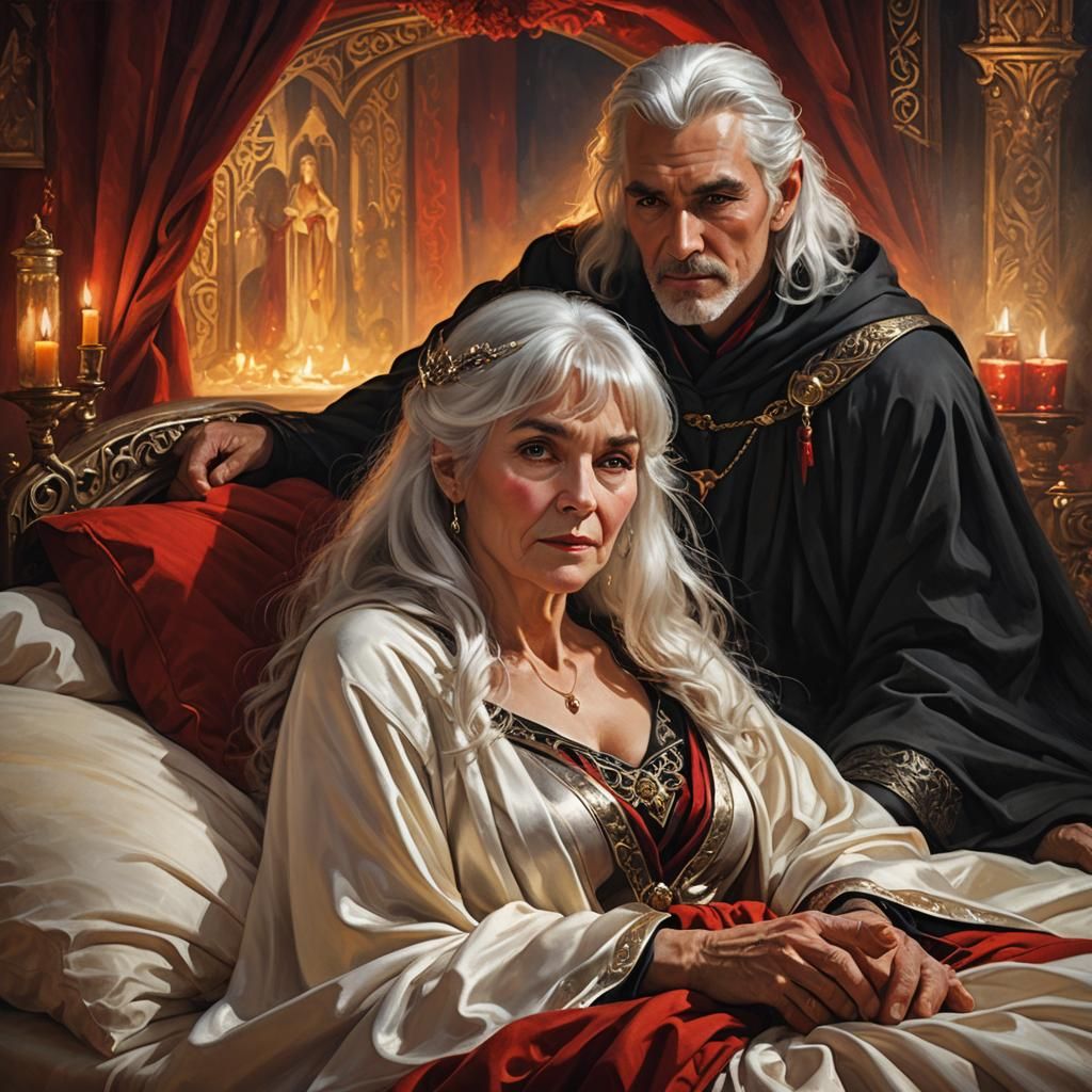 Passionate Sorcerer's Embrace: Romantic Fantasy Art