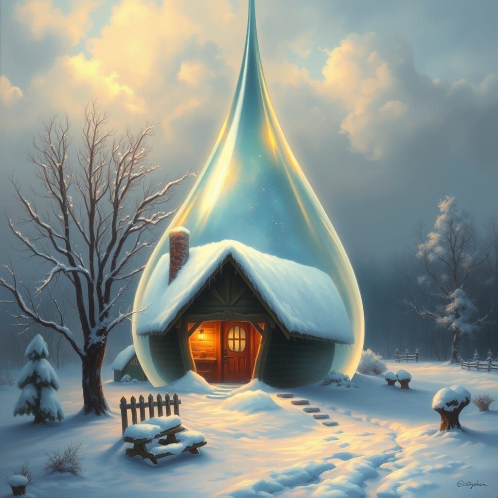 Giant Teardrop Thawing a Frozen House