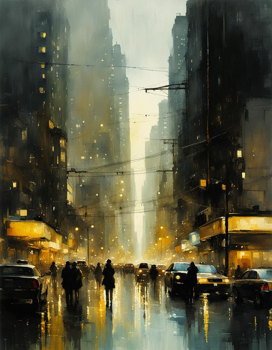 Cosmic Cityscape in Watercolor Style