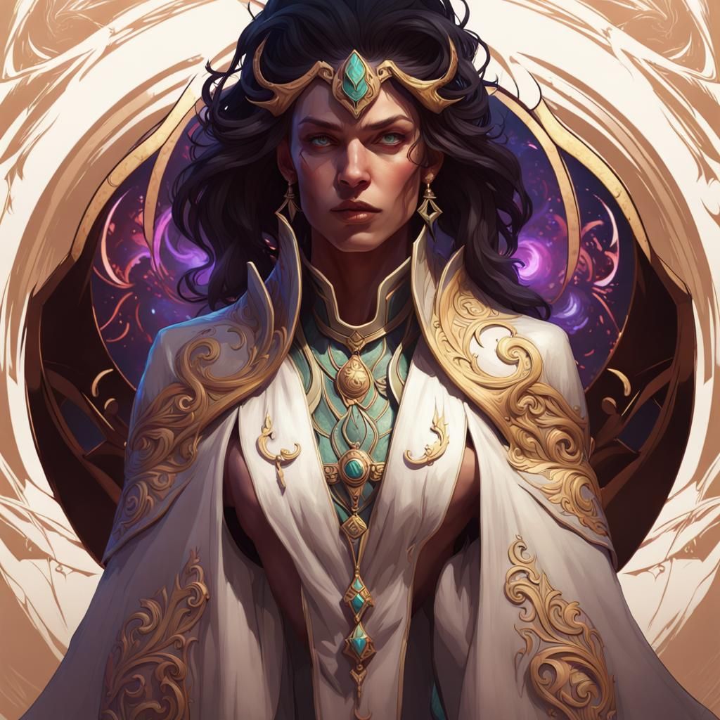 Ornate Warlock Portrait with Swirling Magic