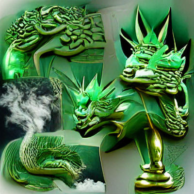 Majestic Green Dragon in Fantasy Art Style