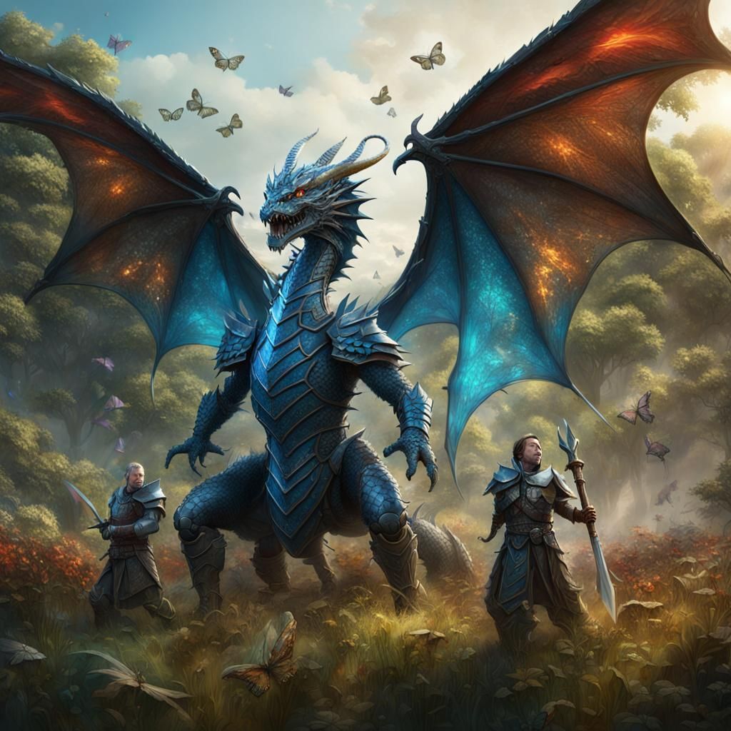 Glass Dragon's Butterfly Breath: Fantasy Concept Art