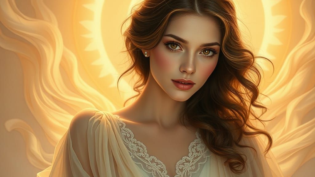 Ethereal Feminine Goddess Embodying Softness and Sensuality