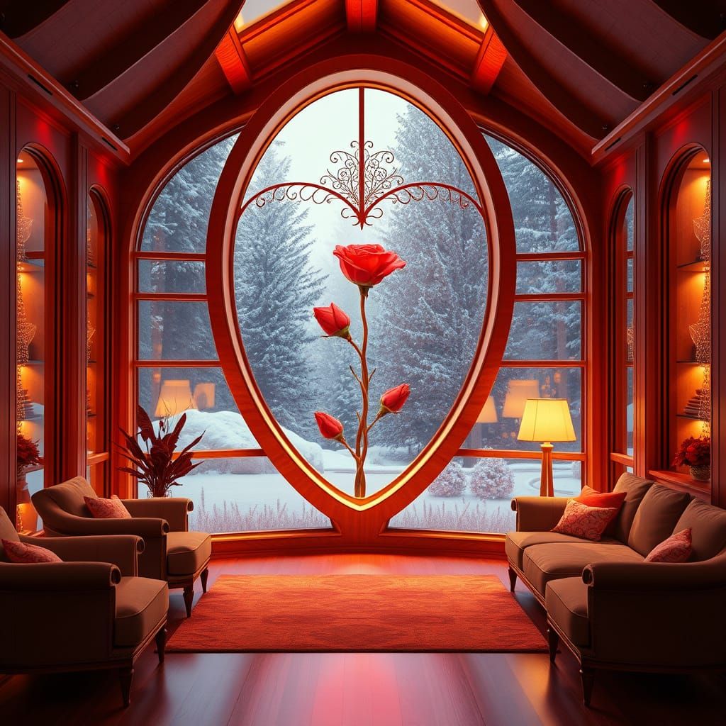 Luxurious Magical House Interior in Warm Golden Light