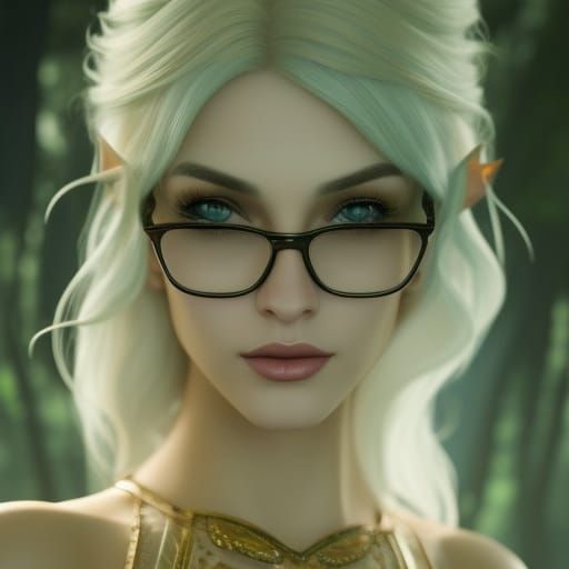 Beautiful Elf Woman with Blue Eyes: Detailed Digital Art