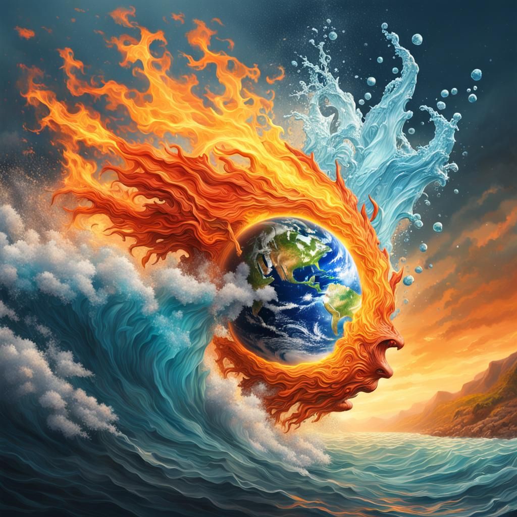 Elemental Harmony in Vibrant Hyperrealism