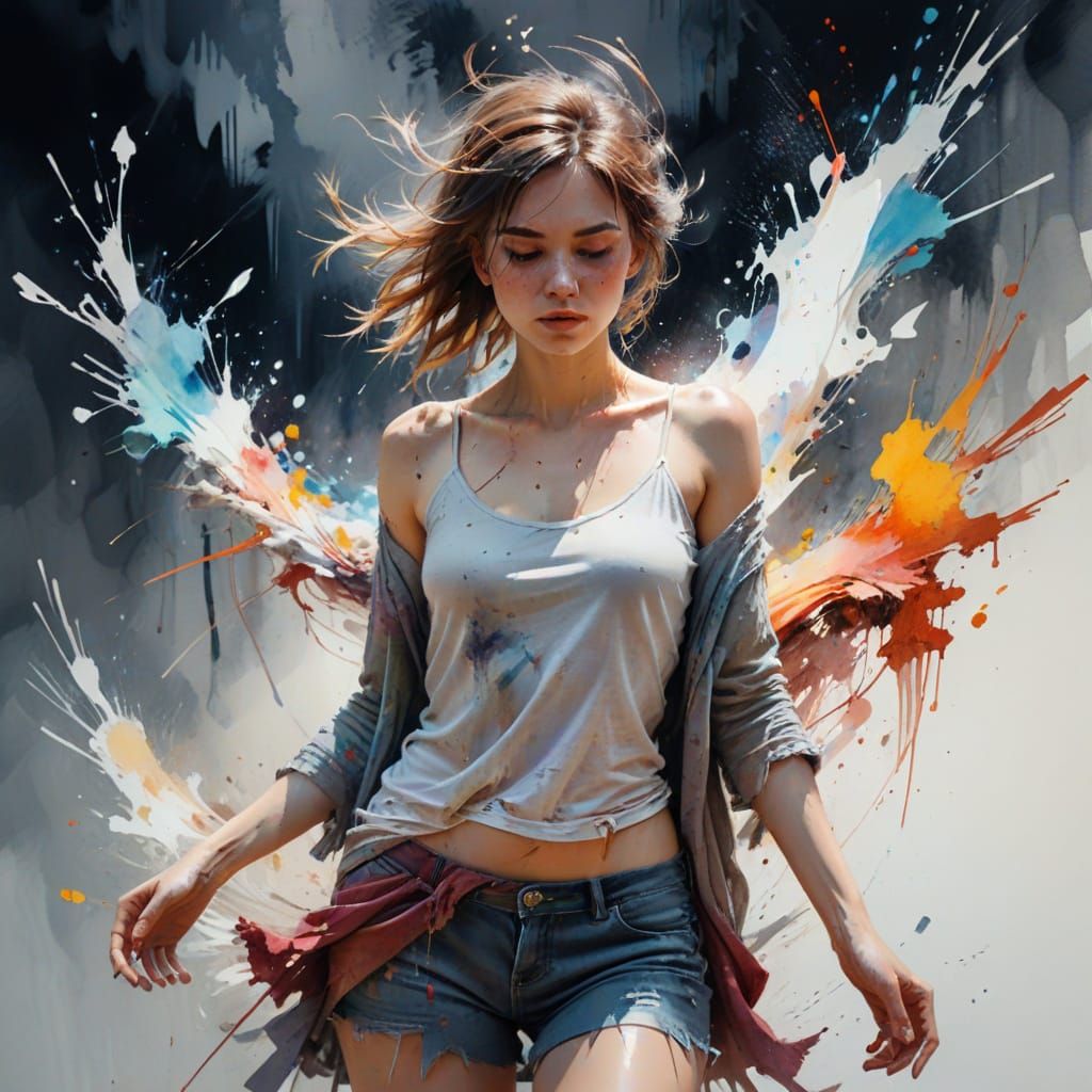 Ethereal Woman in Expressive Watercolour