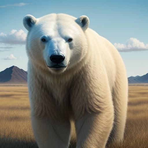 Polar Bear in African Savanna: Surreal Wildlife Photography