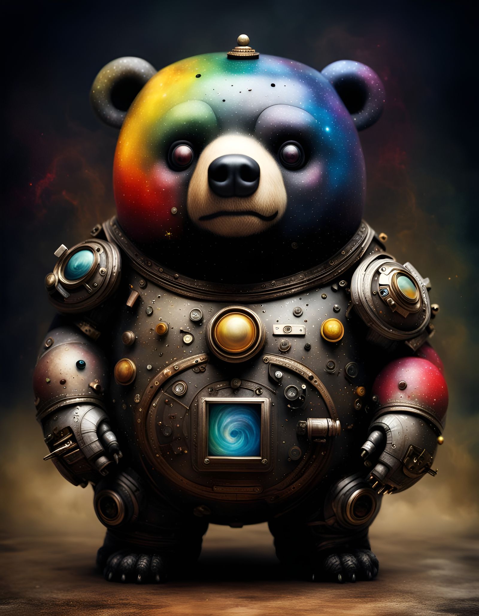 Robotic Rainbow Bear in Volcanic Hyperspace