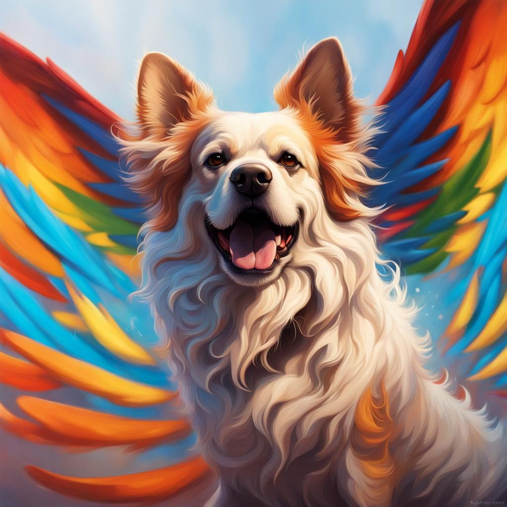 Hyperrealistic Dog with Wings Concept Art