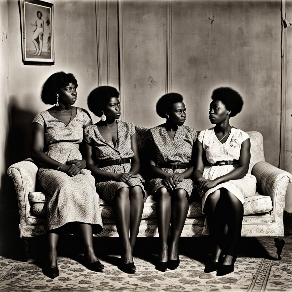 Three Women on a Couch, Vintage Photograph
