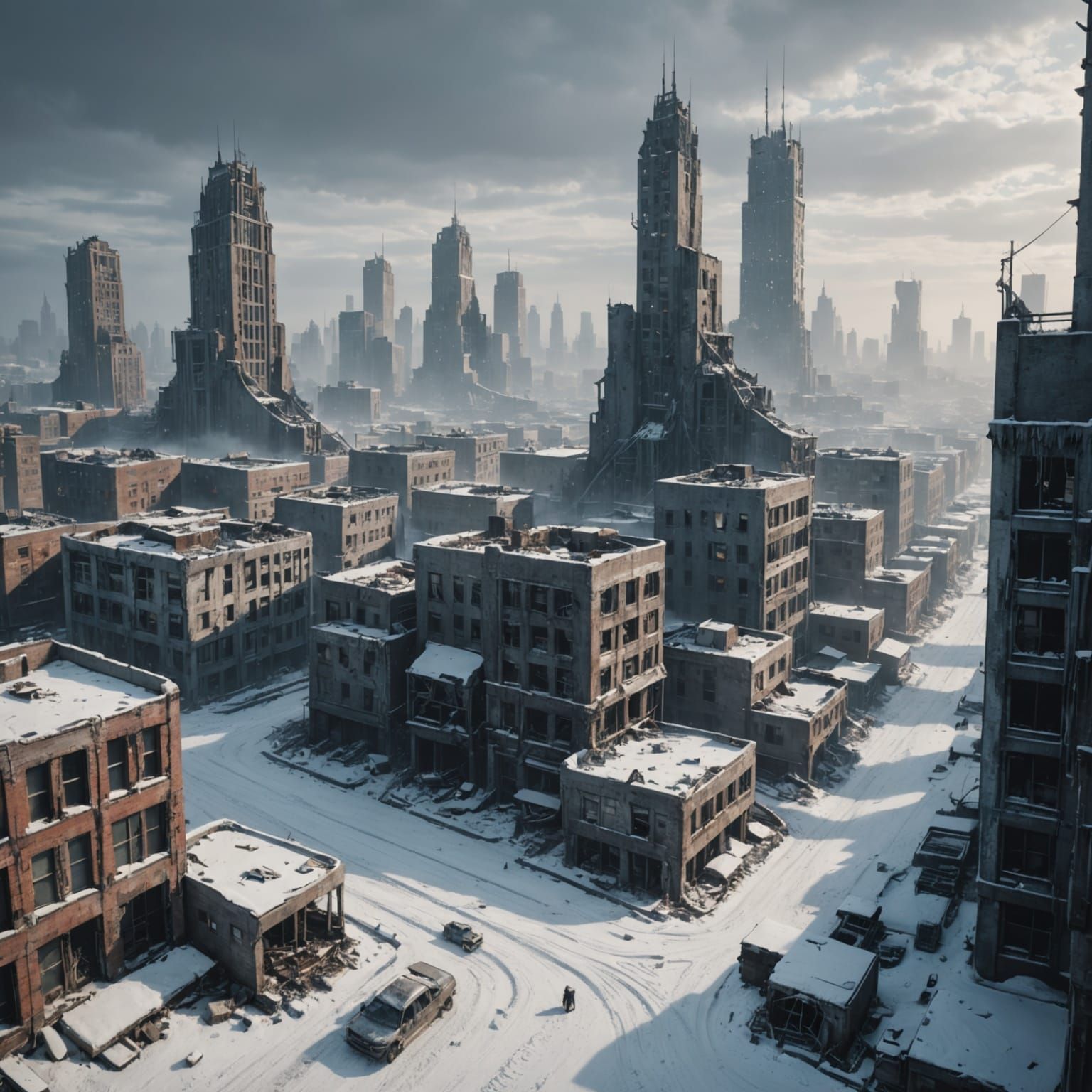 Post-Apocalyptic Metropolis in Winter Storm