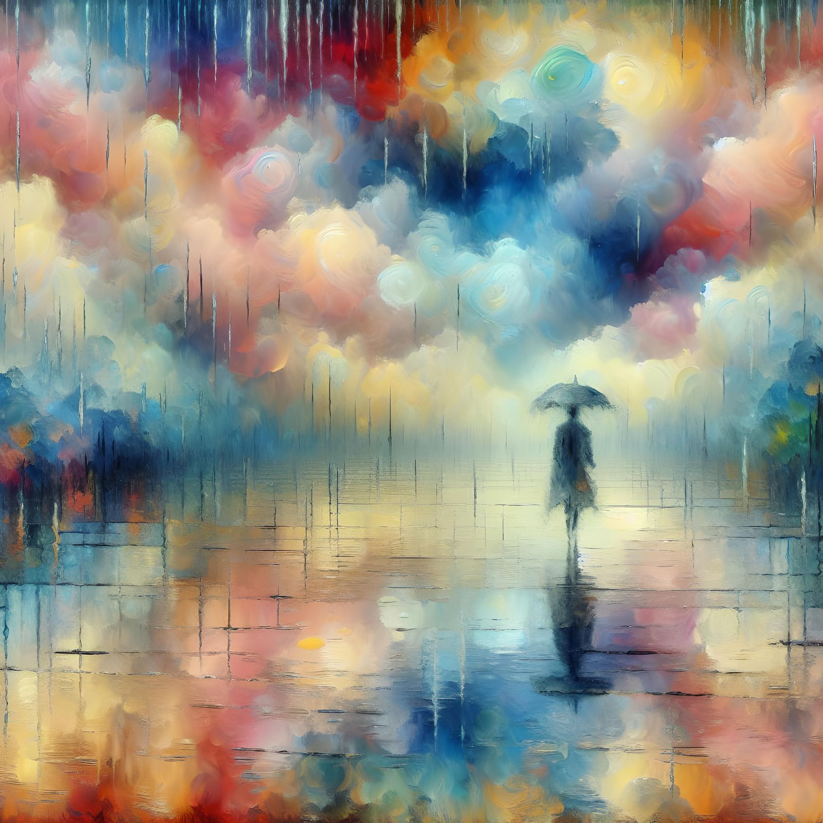 Abstract Impressionist 'Rain Rain Go Away' Dreamscape