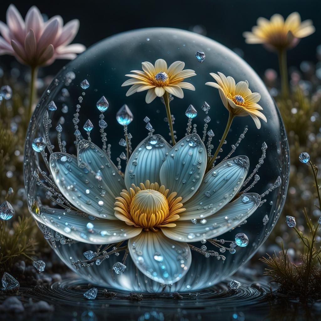 Bioluminescent Water Token with Diamond Droplet in 3D