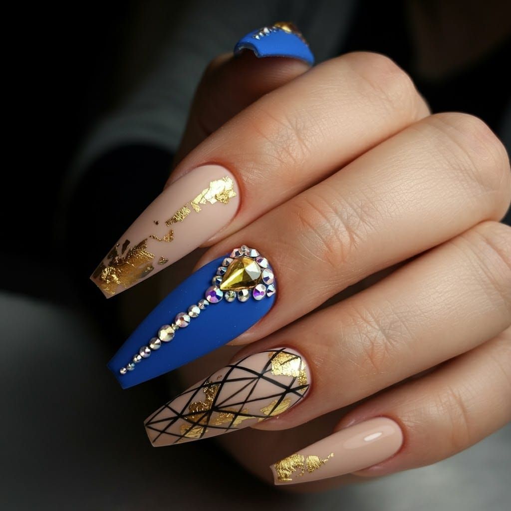 Ornate Stiletto Nails in Art Deco Style