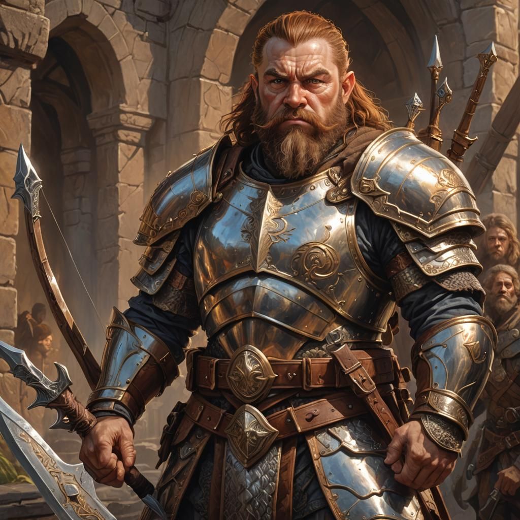 Dwarf Fighter Keti in Plate Mail, Digital Art