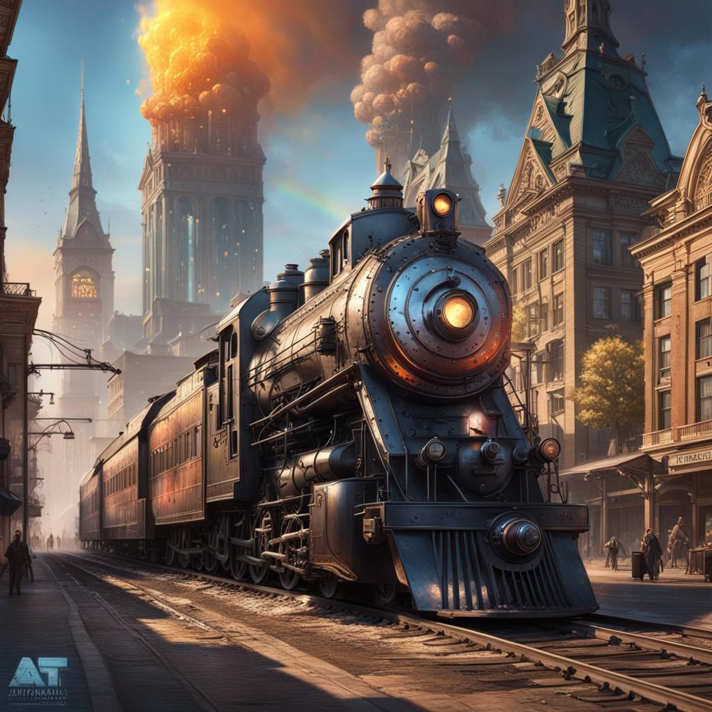 Alien Old West Town Square Sunset: Digital Art