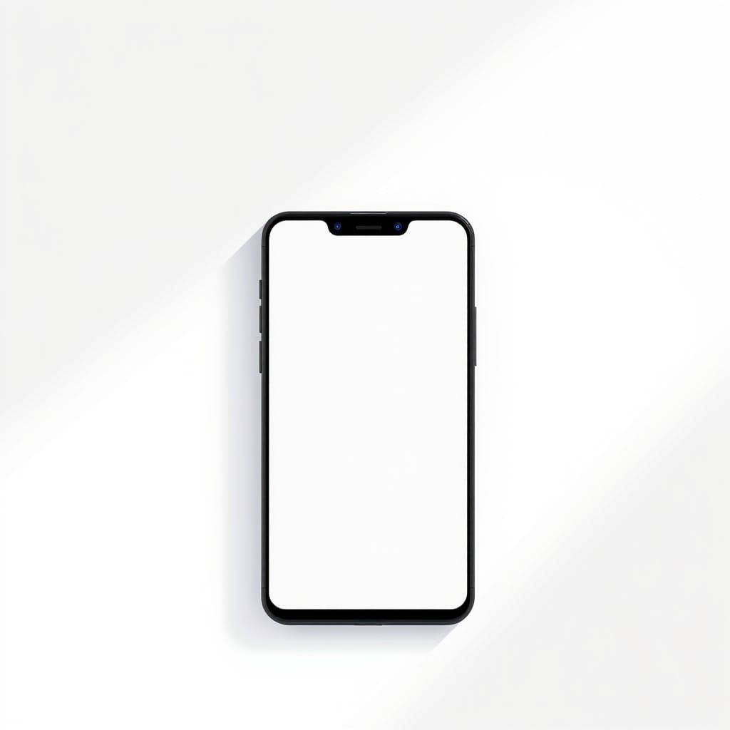 Black Smartphone on White Background in Anime Style