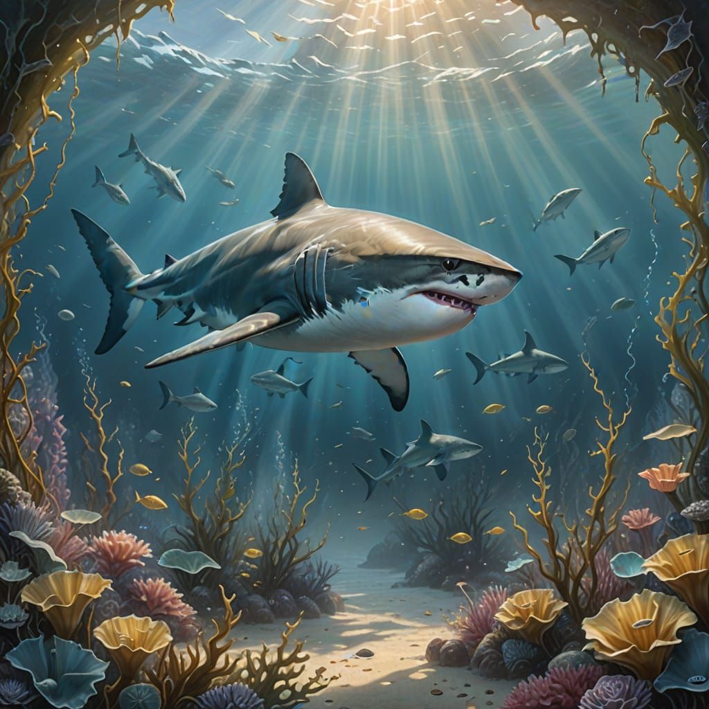 Great White Shark Hunting in Ethereal Style