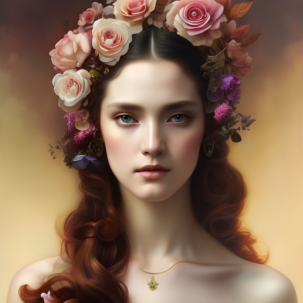 Romantic Goddess Sunset Portrait in Digital Art