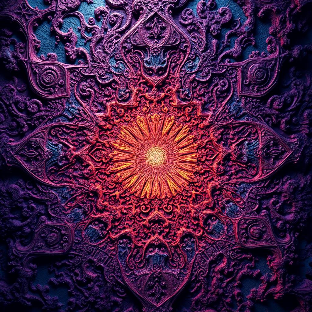 Intricate Fractal Pattern Inspired by Escher and Beksinski