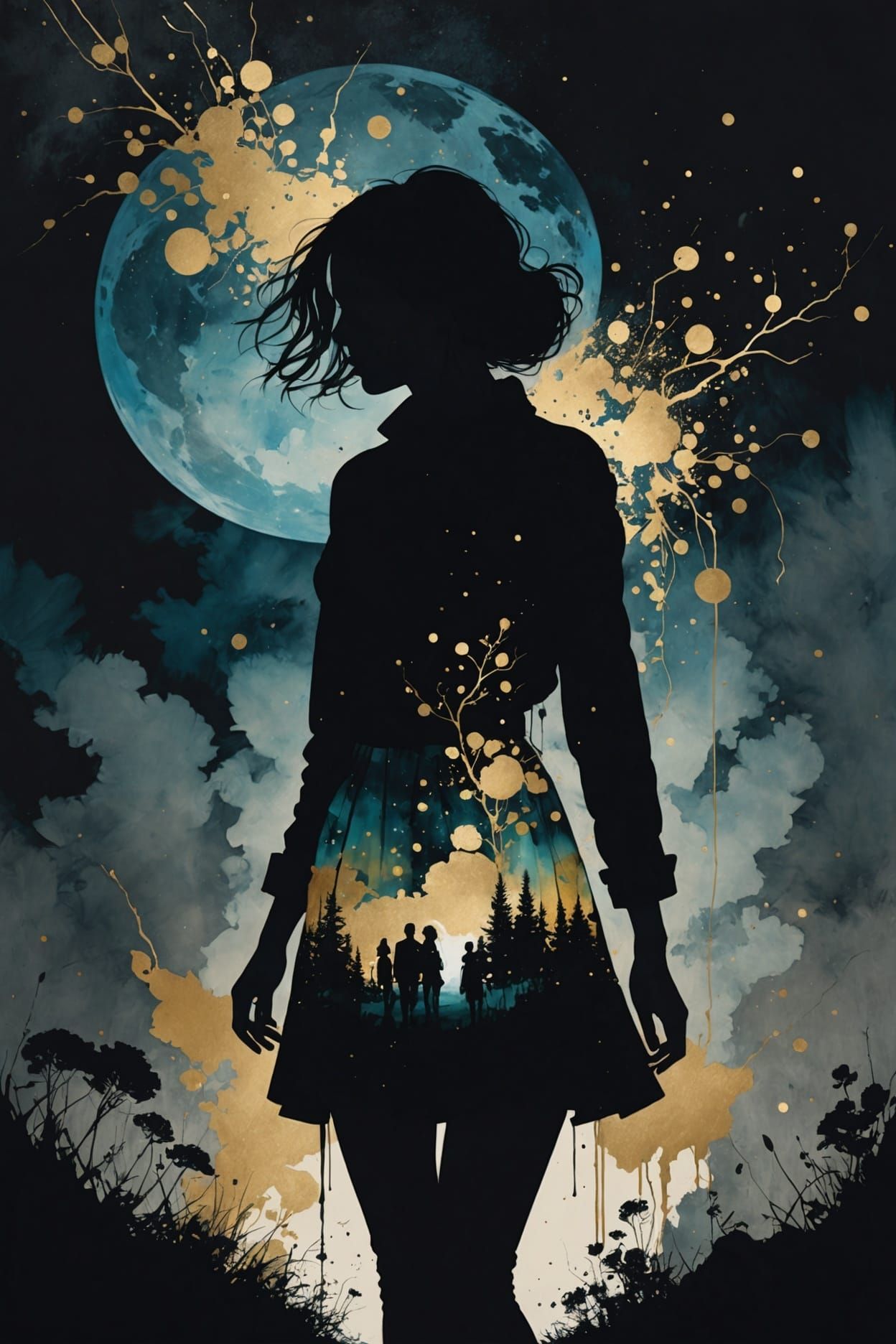 Dreamscape Walker: Double Exposure Silhouette