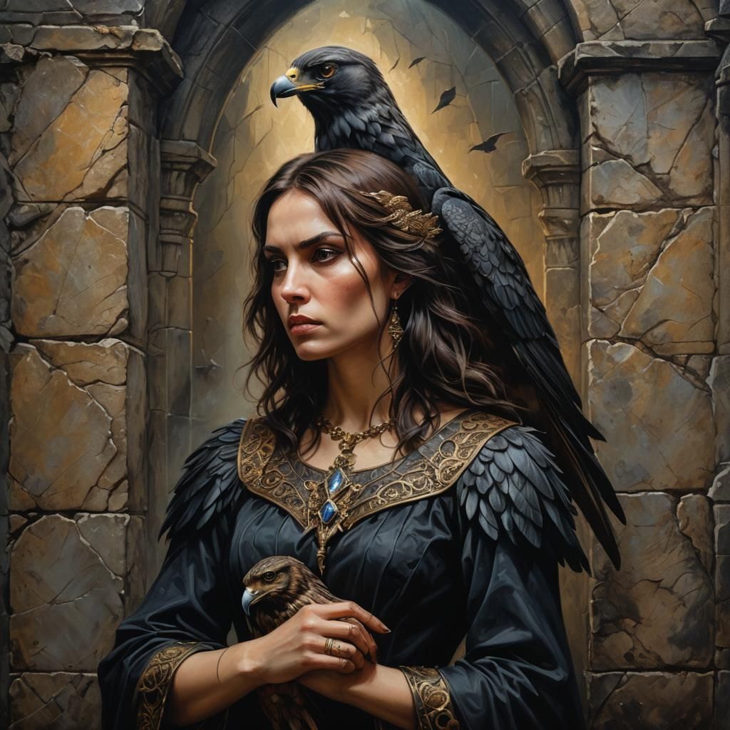 Fantasy Portrait: Woman with Bird Features, Gothic Style