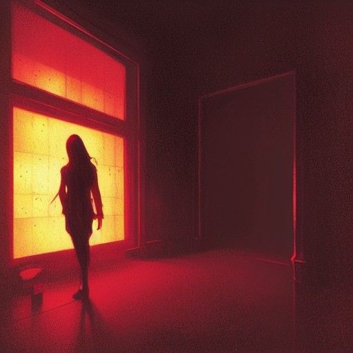 Sinister Red Laser Room with Glowing Figure
