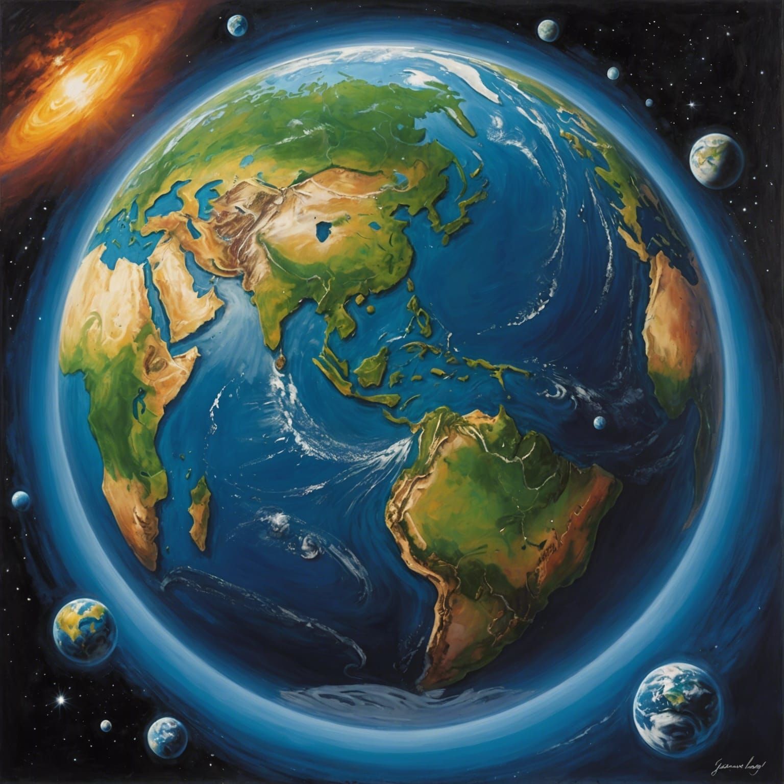 Earth as One World: Oil Painting in Gurney Style