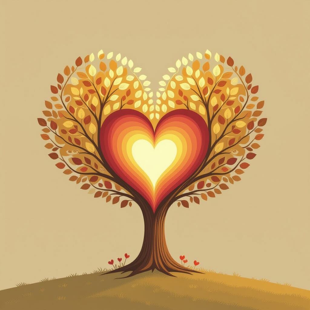 Heart Tree: Minimalist Illustration of Transformation