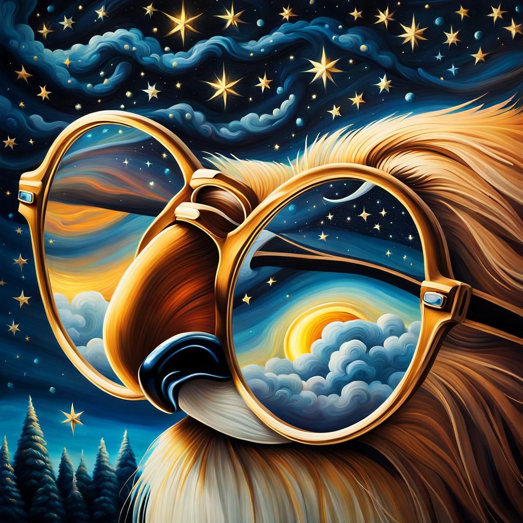 Giant Nose Soaring in Starry Surrealist Dreamscape